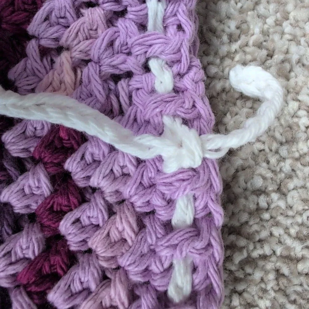 Handmade‎ Crochet Soap Saver Pouch Orchid Purple Exfoliating Drawstring